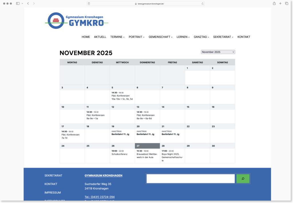 Kalender Gymnasium Kronshagen